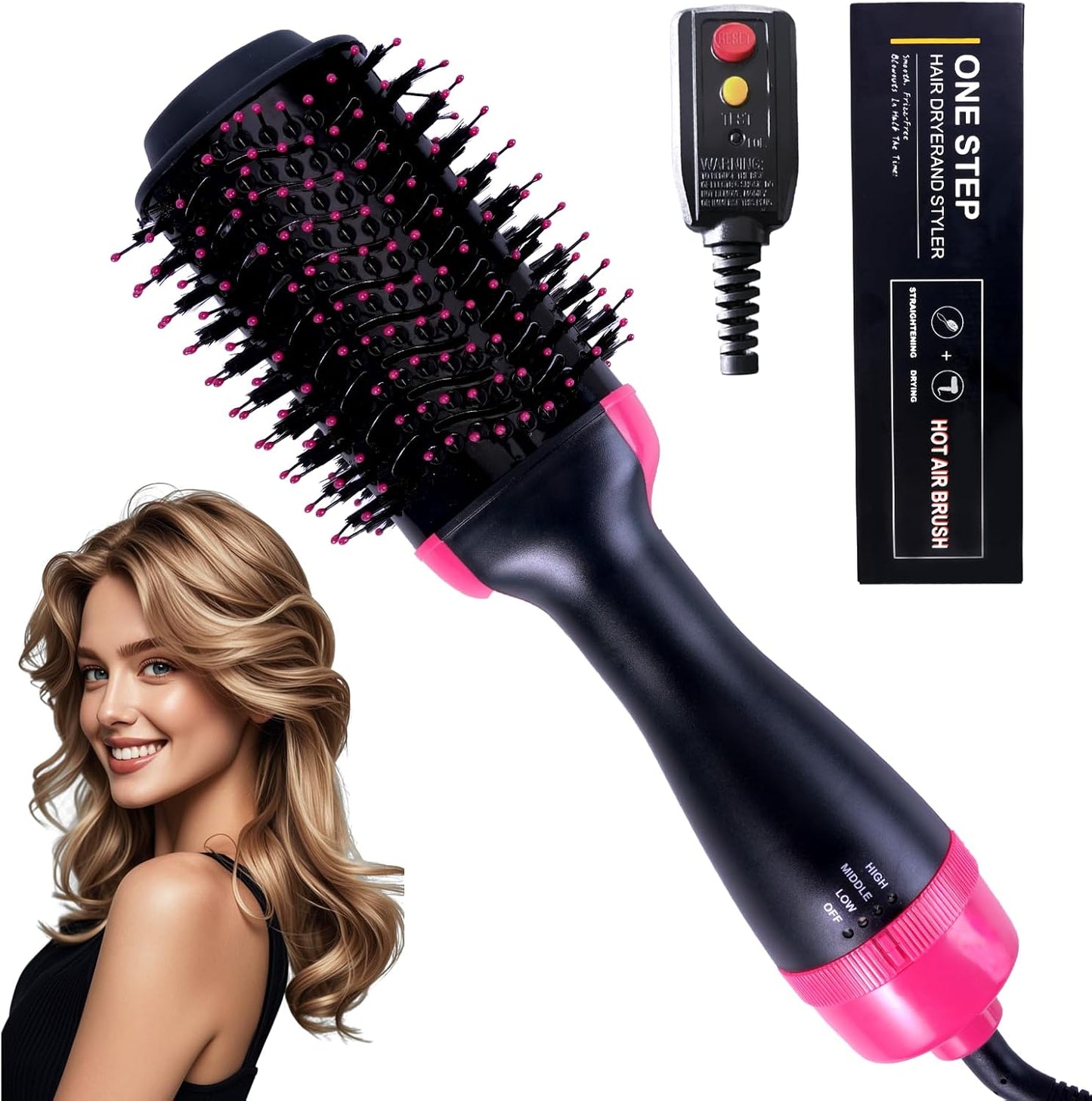 4-in-1 Hair Dryer Brush - Ionic Ceramic Titanium Brush Blow Dryer Hot Air Styler for Frizz-Free Blowouts, Salon Volumizer