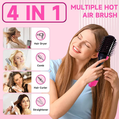 4-in-1 Hair Dryer Brush - Ionic Ceramic Titanium Brush Blow Dryer Hot Air Styler for Frizz-Free Blowouts, Salon Volumizer