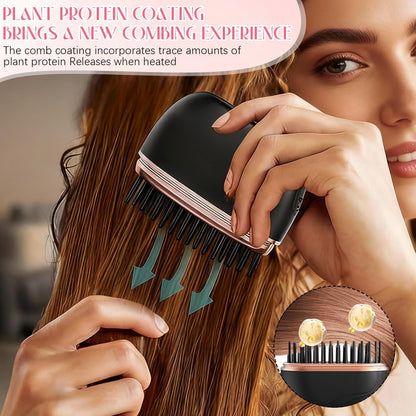 Mini Hair Straightener, Cordless&Rechargeable Portable Hair Straightener Brush with 3 Temperature Setting,Portable Electric Hair Brush 30s Heating,Mini Straightening Brush for Home & Travel