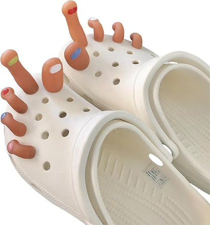 Fun perforated shoe toe decorations, 10 pieces per pack