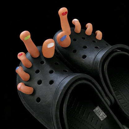 Fun perforated shoe toe decorations, 10 pieces per pack