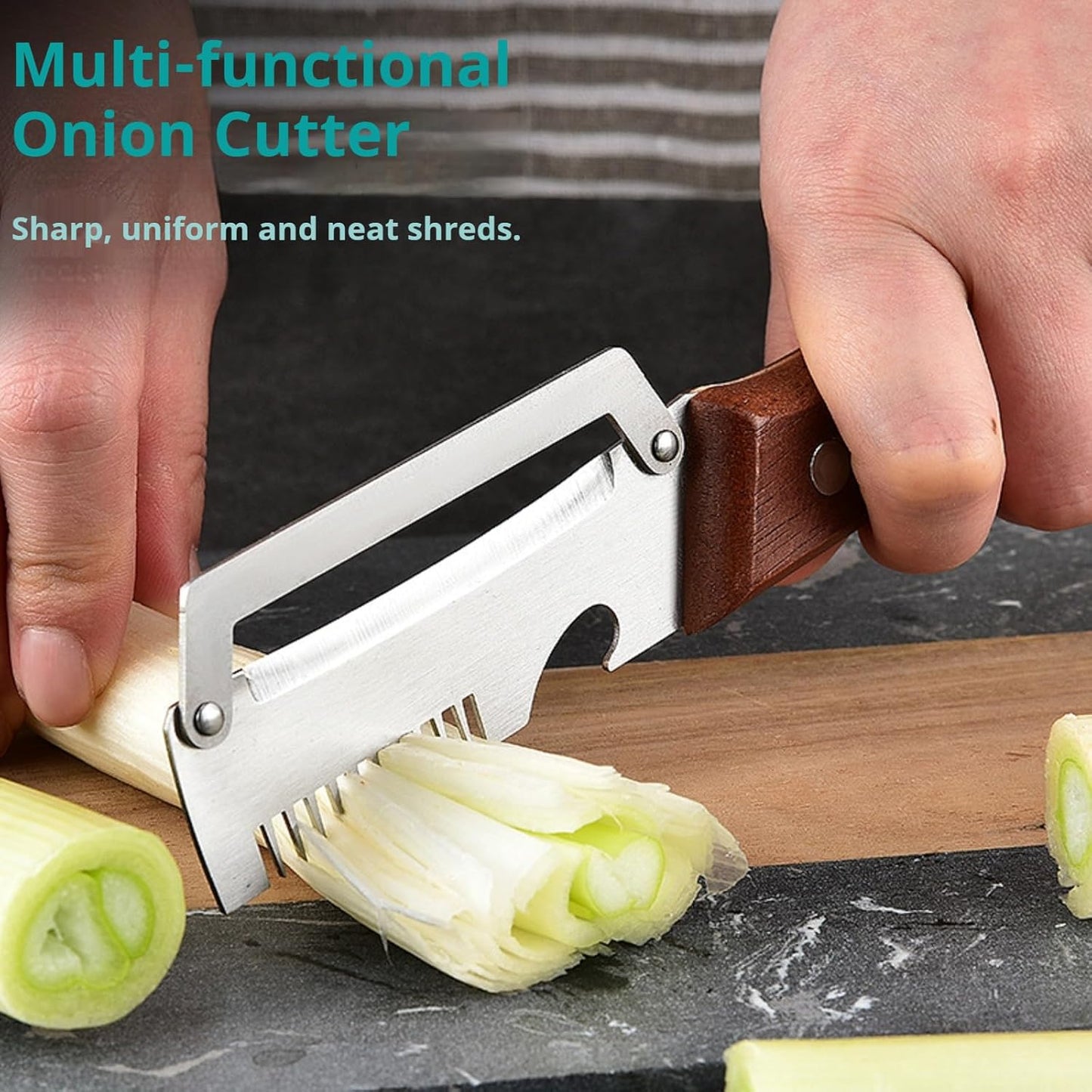 Vegetable Peeler with Wooden Handle and Bottle Opener,Stainless Steel Julienne Peeler