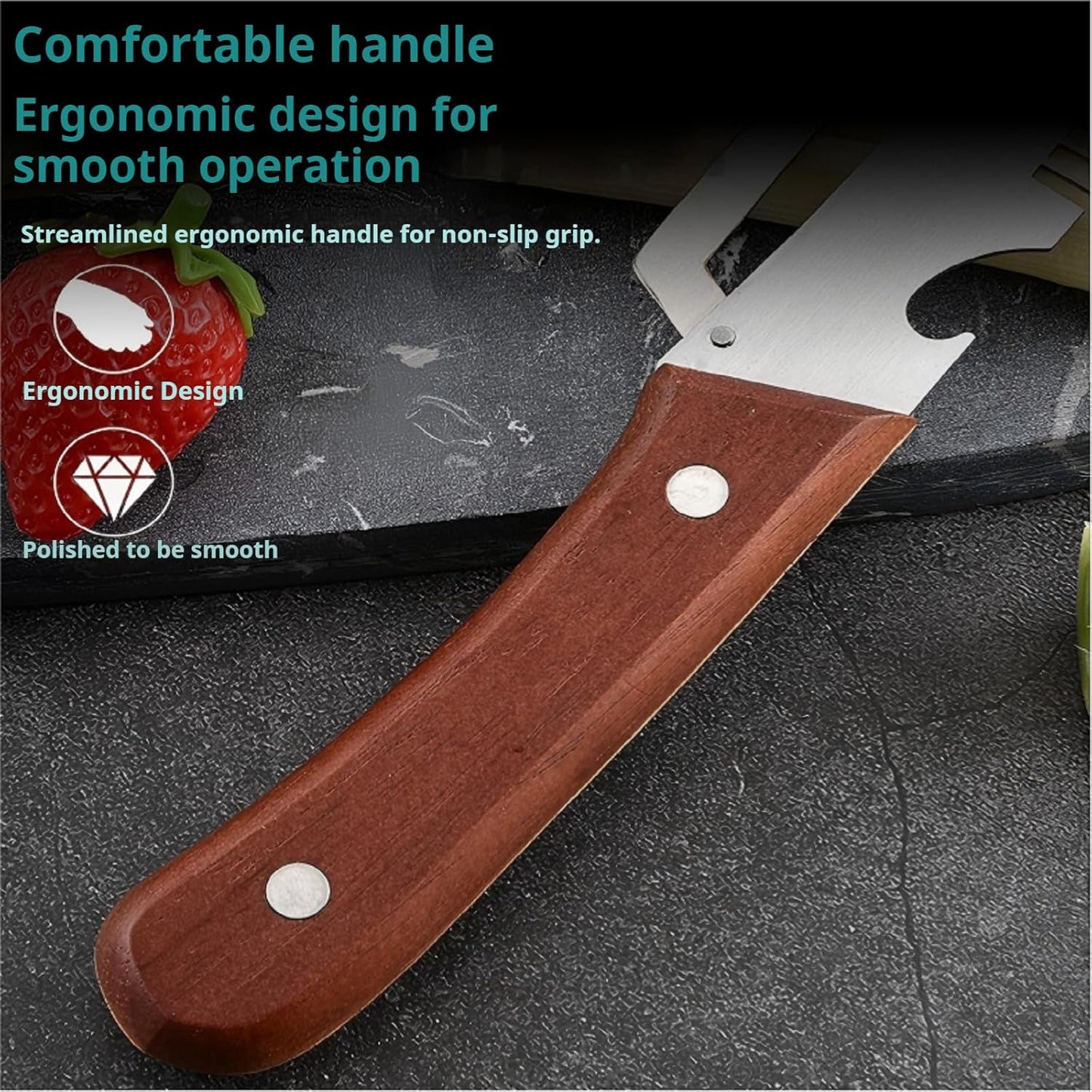 Vegetable Peeler with Wooden Handle and Bottle Opener,Stainless Steel Julienne Peeler