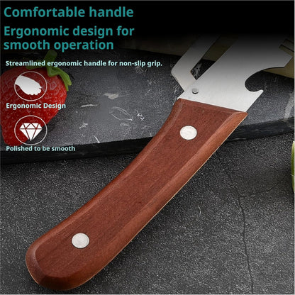 Vegetable Peeler with Wooden Handle and Bottle Opener,Stainless Steel Julienne Peeler