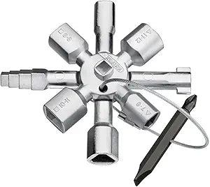 10-in-1 Multifunction Triangle Key Wrench, Multifunctional Socket Wrench, Elevator Door Valve Cross Ratchet Wrench, Mildew Resistant Manual Tool Set for Elevator, Electric Box & More