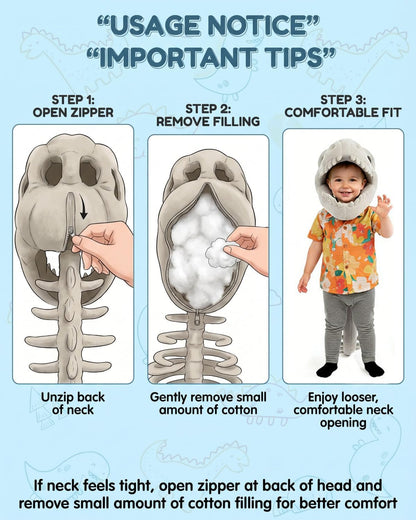 Dinosaur Skeleton Costume Plush Wearable Dino Outfit with Headgear Spine for Kids Adult