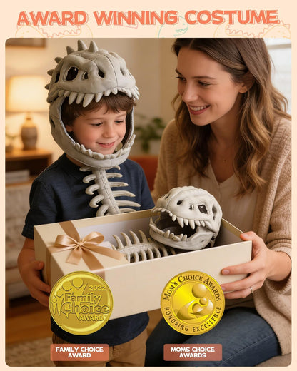 Dinosaur Skeleton Costume Plush Wearable Dino Outfit with Headgear Spine for Kids Adult