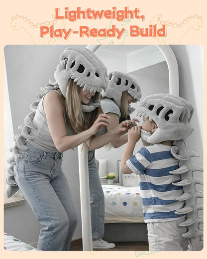Dinosaur Skeleton Costume Plush Wearable Dino Outfit with Headgear Spine for Kids Adult