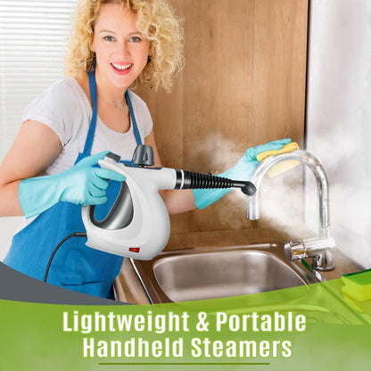 Pressurized Handheld Multi-Surface Natural Steam Cleaner with 12 pcs Accessories, Multi-Purpose Steamer for Home Use, Steamer for Cleaning Floor, Upholstery, Grout and Car