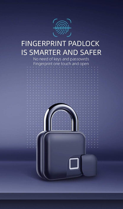 Smart Biometric Keyless Fingerprint Door Padlocks Rechargeable Anti-Theft Waterproof Security Lock