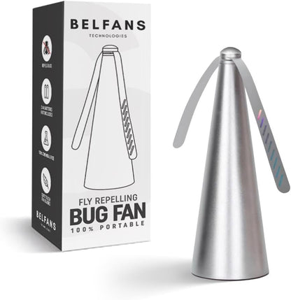 FlyRepellent Fan for Tables – Soundless Fly Swatter with Holographic Blades for Bees, Wasps & Outdoor Use