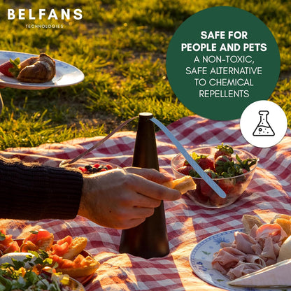 FlyRepellent Fan for Tables – Soundless Fly Swatter with Holographic Blades for Bees, Wasps & Outdoor Use