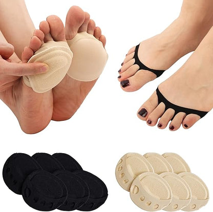 10 Pairs Ball of Foot Cushion Socks,Women's Toe Cover with Padding Toe Topper Liner Socks Non-Skid Bottom