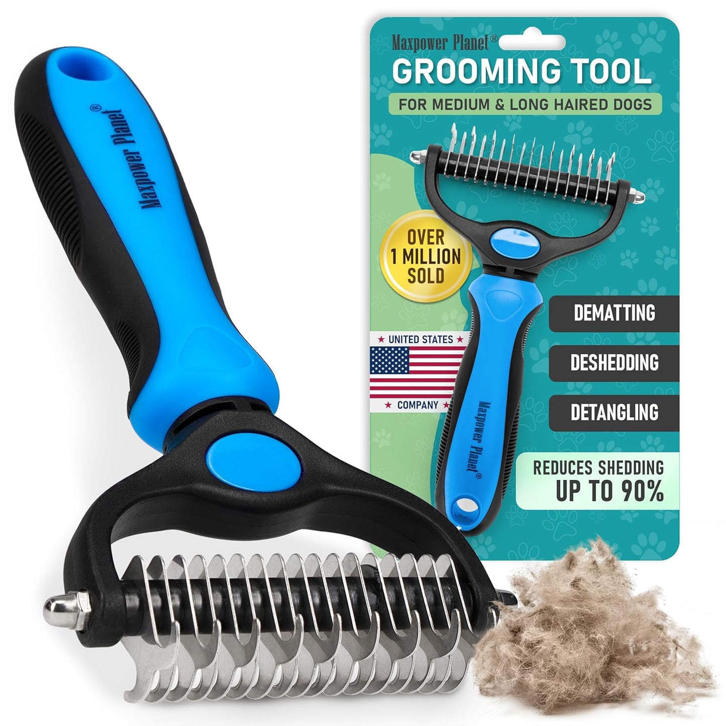 Original Pet Grooming Rake - Double-Sided Deshedding Dematting Tool