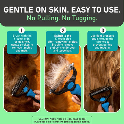 Original Pet Grooming Rake - Double-Sided Deshedding Dematting Tool