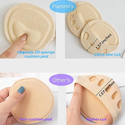 10 Pairs Ball of Foot Cushion Socks,Women's Toe Cover with Padding Toe Topper Liner Socks Non-Skid Bottom