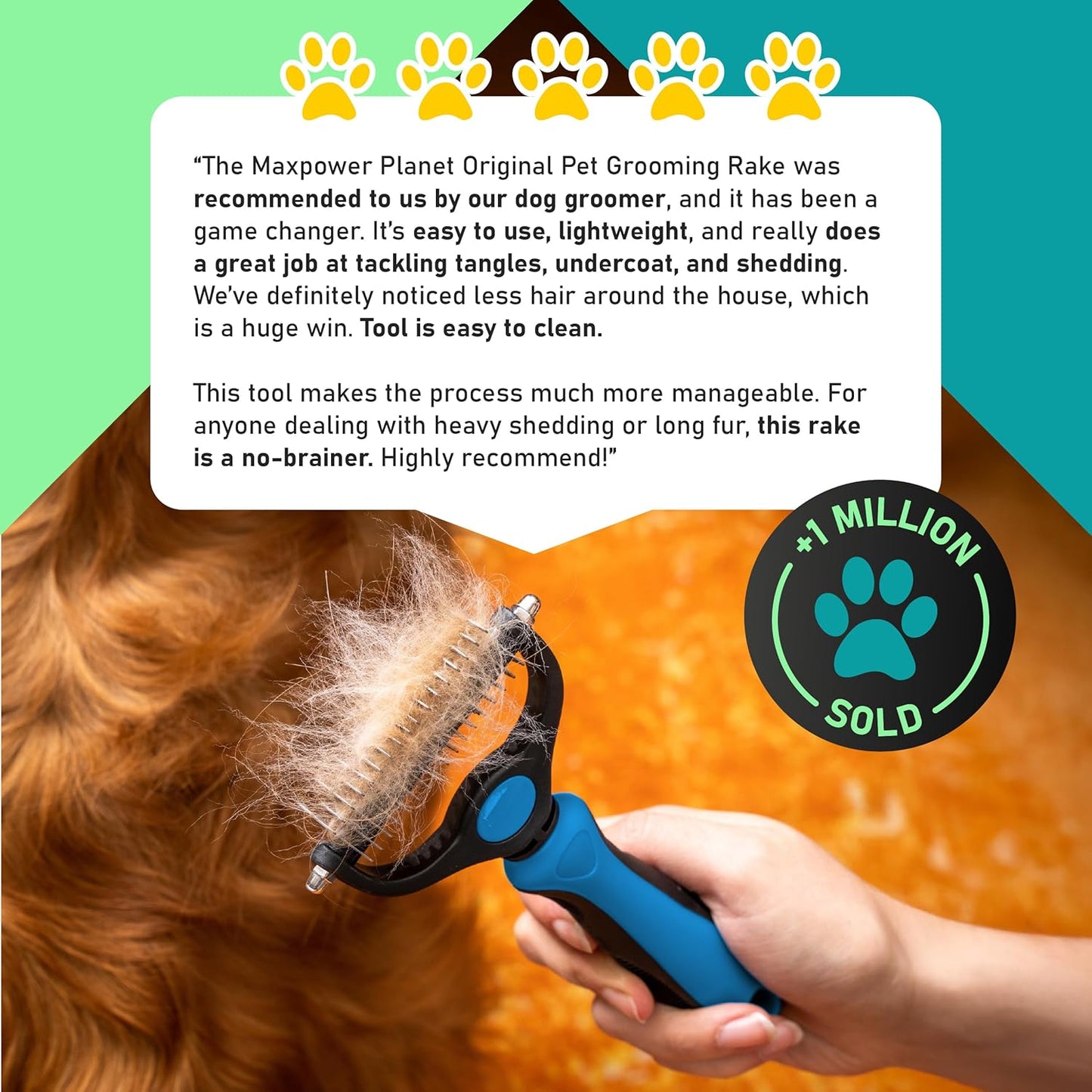 Original Pet Grooming Rake - Double-Sided Deshedding Dematting Tool