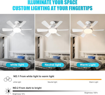 Socket Fan Light with Remote for Bedroom, Kitchen, Living Room, 3 Color Stepless Dimming, Screws into E27