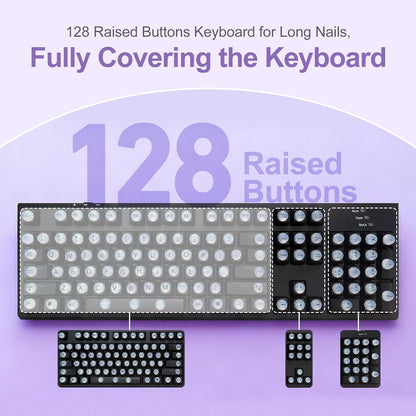 ✨️✨️Raised Keyboard Stickers for Long Nails, Bling Keyboard Bubbles for Women with Letters, Soft Silicone Nail Art Typing Keycaps for Desktops
