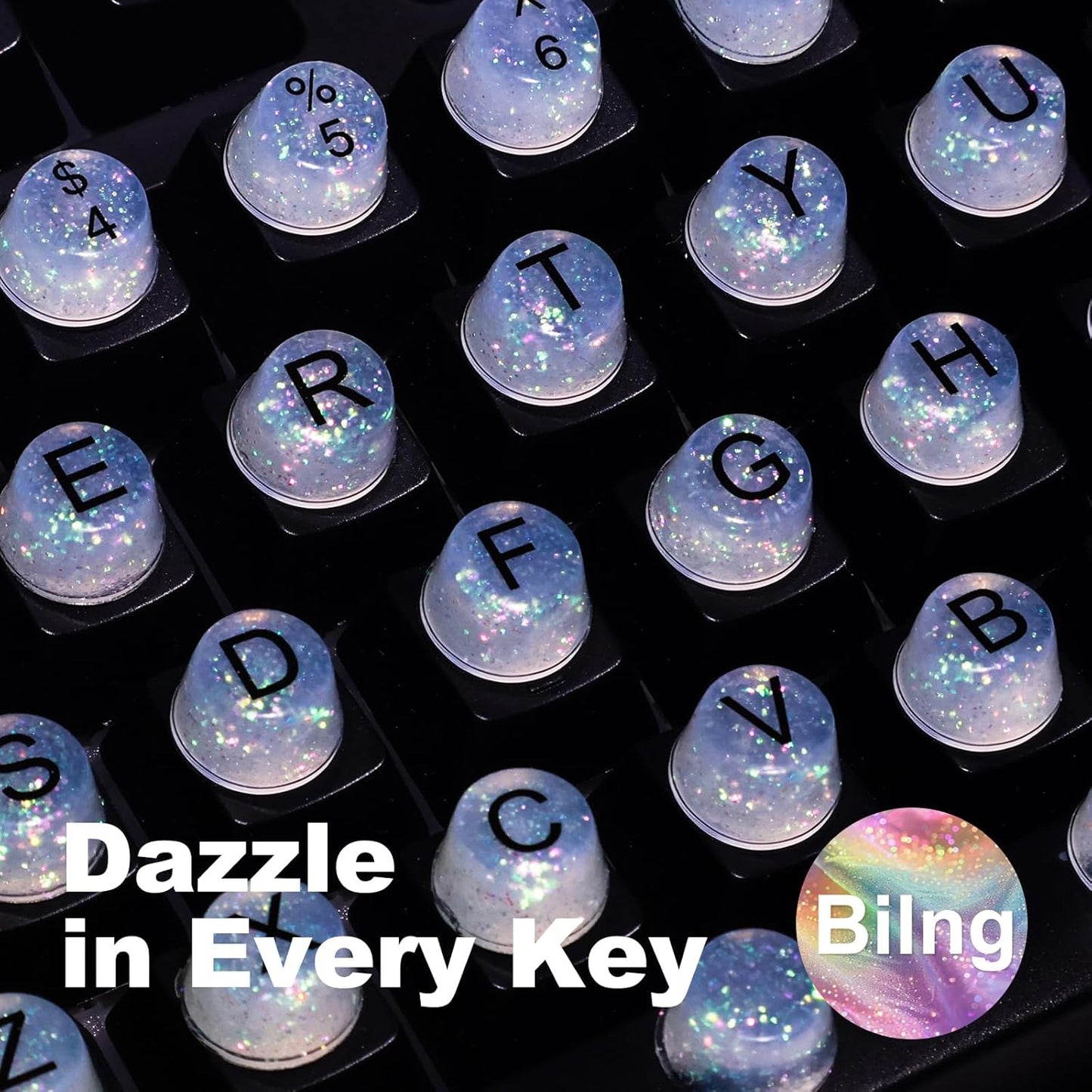 ✨️✨️Raised Keyboard Stickers for Long Nails, Bling Keyboard Bubbles for Women with Letters, Soft Silicone Nail Art Typing Keycaps for Desktops