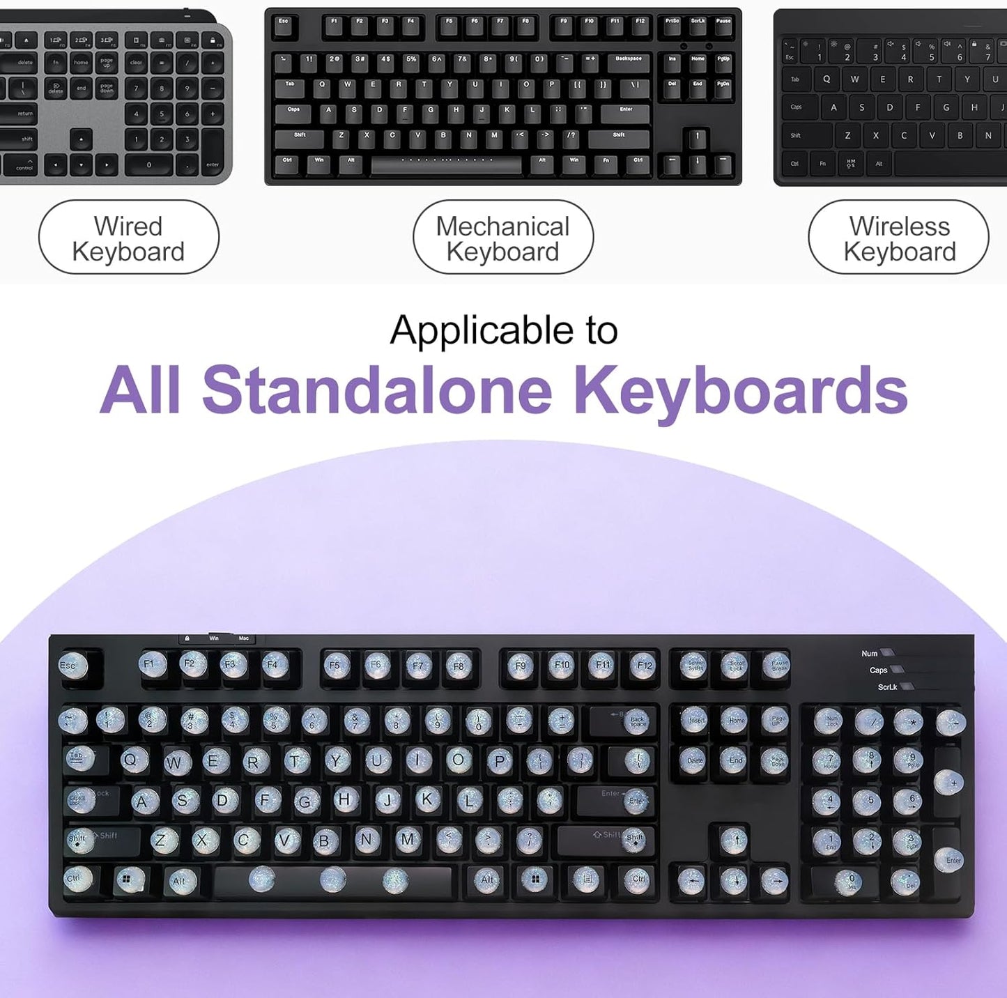 ✨️✨️Raised Keyboard Stickers for Long Nails, Bling Keyboard Bubbles for Women with Letters, Soft Silicone Nail Art Typing Keycaps for Desktops