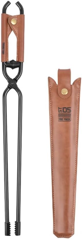 🔥Carbon Steel Fire Tongs with Leather Grip, Boost Spring Design, and Serrated Tips for and Effortless Fire Handling