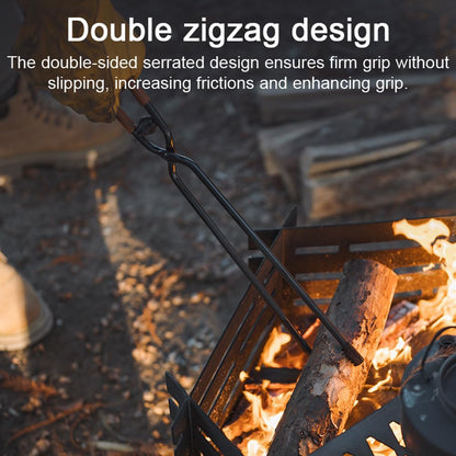 🔥Carbon Steel Fire Tongs with Leather Grip, Boost Spring Design, and Serrated Tips for and Effortless Fire Handling