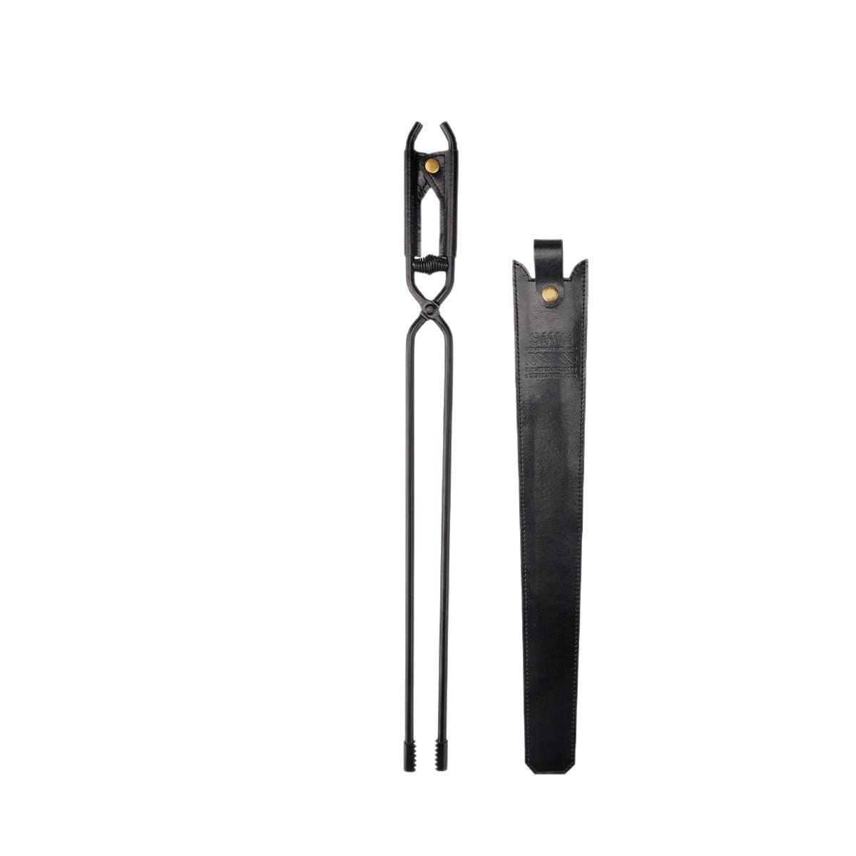🔥Carbon Steel Fire Tongs with Leather Grip, Boost Spring Design, and Serrated Tips for and Effortless Fire Handling