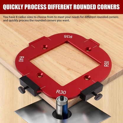 🛠️🛠️2 Pcs Router Corner Radius Template R10/R15/R20/R25/ R30/R35/R40/R50, Aluminum Router Corner Rounding Jig for Woodworking, 4-in-1 Arc Cutting Guide Set for Trim, Handheld, and Table Routers