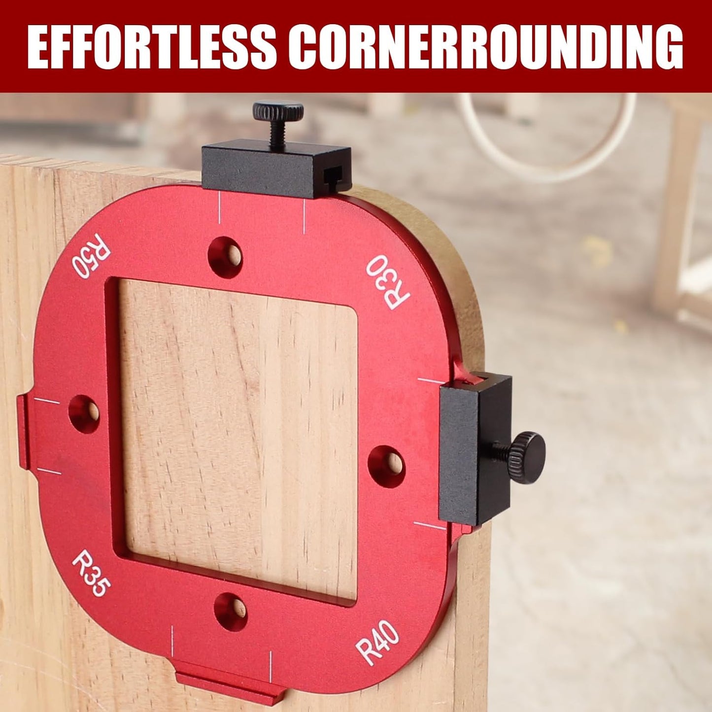 🛠️🛠️2 Pcs Router Corner Radius Template R10/R15/R20/R25/ R30/R35/R40/R50, Aluminum Router Corner Rounding Jig for Woodworking, 4-in-1 Arc Cutting Guide Set for Trim, Handheld, and Table Routers