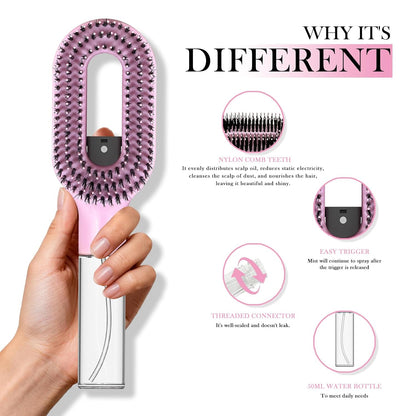 2-in-1 Detangler Hair Brush, With Built-In Mister Spray, Wet & Dry Detangling Brush