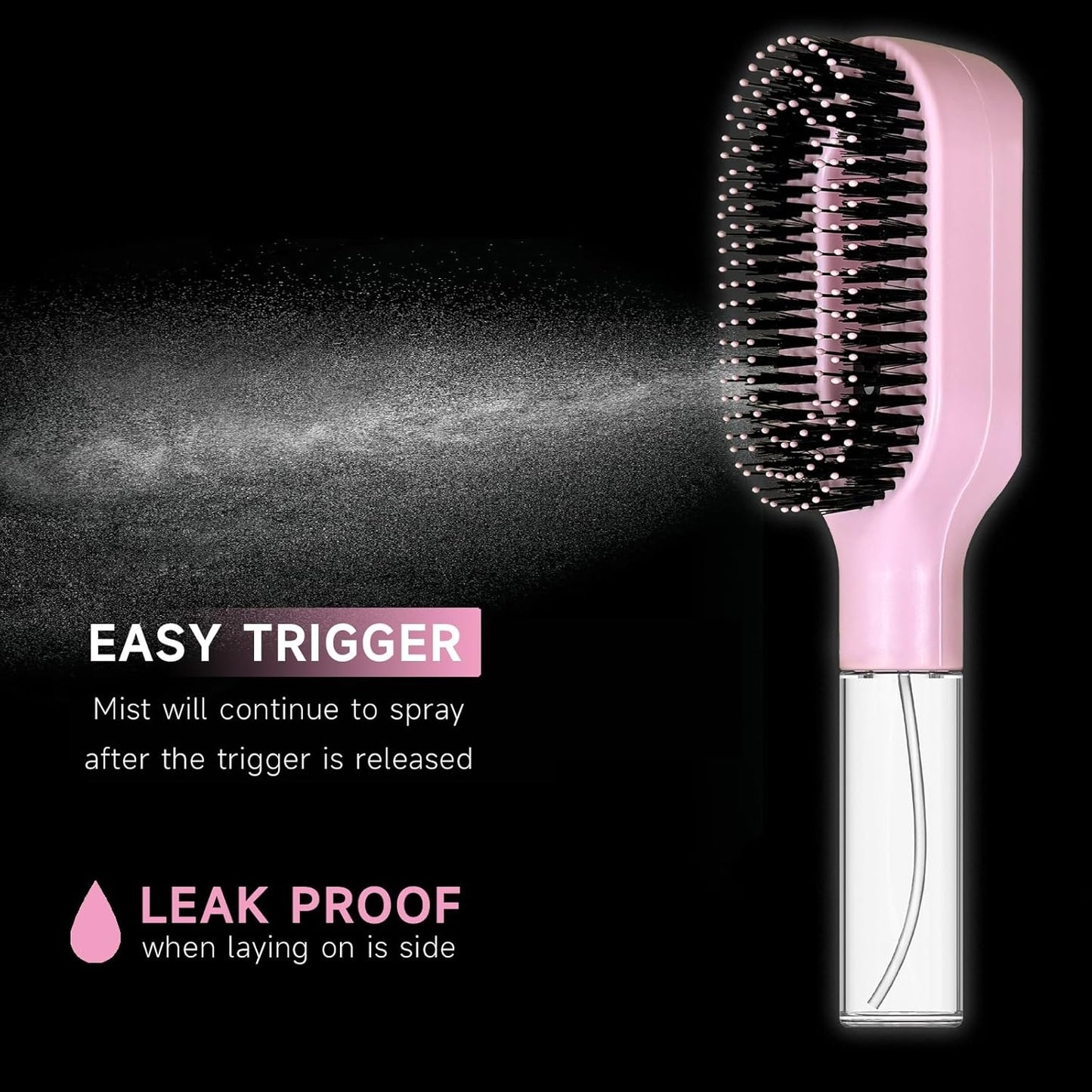 2-in-1 Detangler Hair Brush, With Built-In Mister Spray, Wet & Dry Detangling Brush