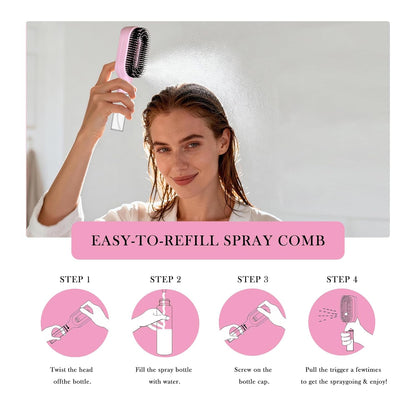 2-in-1 Detangler Hair Brush, With Built-In Mister Spray, Wet & Dry Detangling Brush