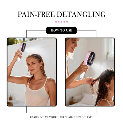 2-in-1 Detangler Hair Brush, With Built-In Mister Spray, Wet & Dry Detangling Brush
