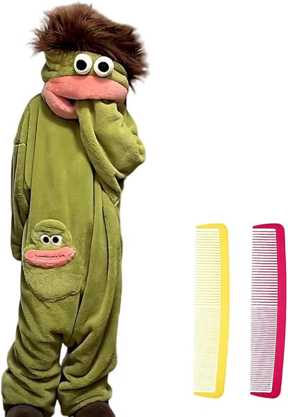 Cozy Oversized Hooded Flannel Robe Soft Plush Long Sleepwear Cute Monster Design Home Wear with Shoes and Comb