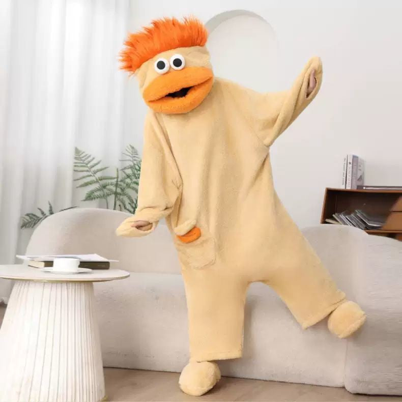 Cozy Oversized Hooded Flannel Robe Soft Plush Long Sleepwear Cute Monster Design Home Wear with Shoes and Comb