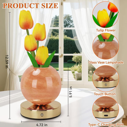 Tulip Table Lamp, Rechargeable Cordless Touch Dimming