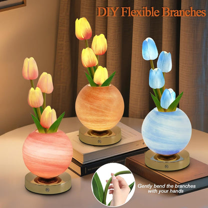 Tulip Table Lamp, Rechargeable Cordless Touch Dimming