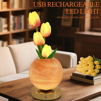 Tulip Table Lamp, Rechargeable Cordless Touch Dimming