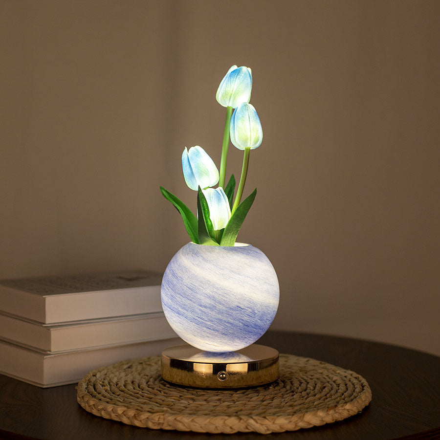 Tulip Table Lamp, Rechargeable Cordless Touch Dimming
