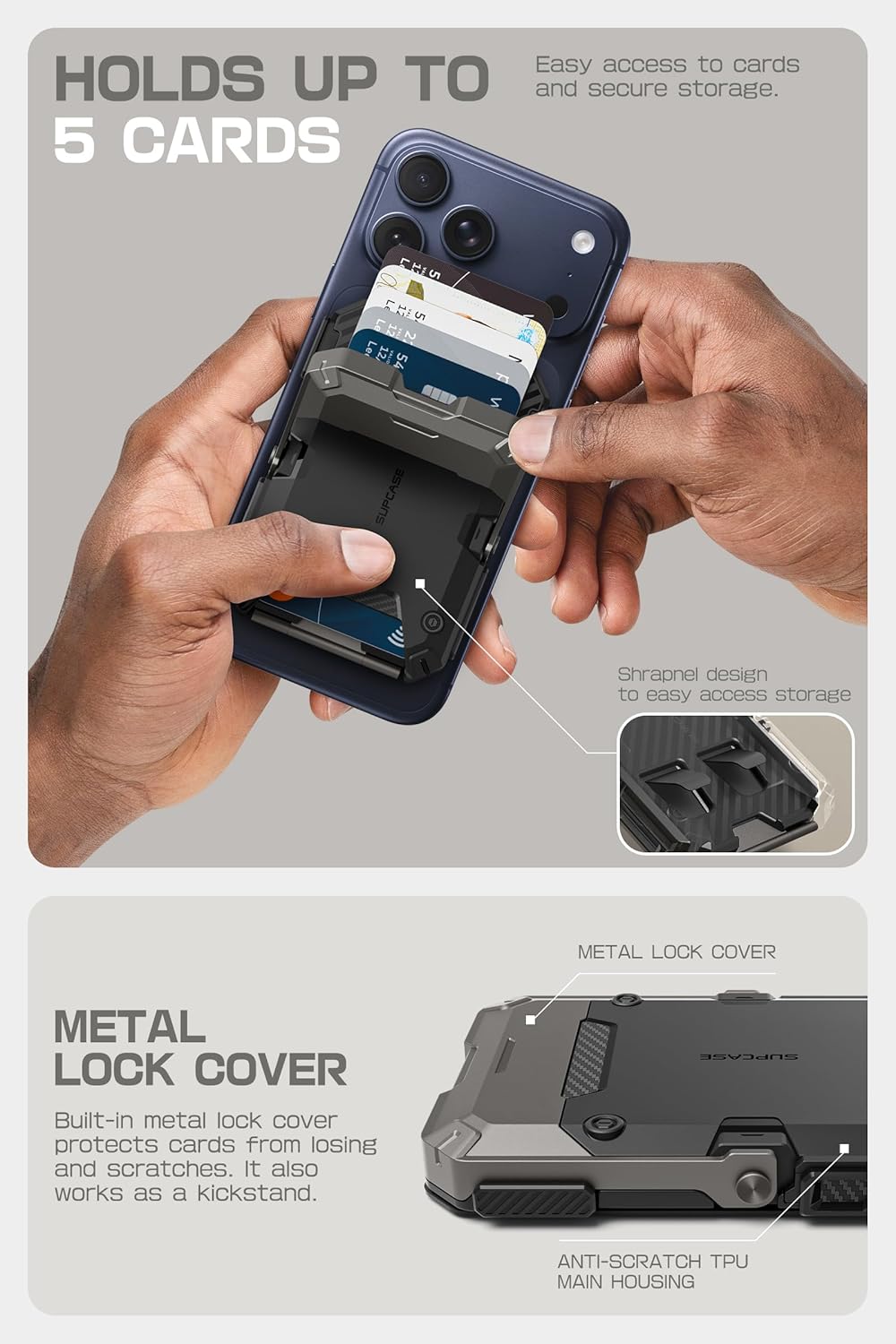 MagSafe Wallet with Stand, [Hold 5 Cards] [Adjustable Stand] [RFID Blocking] Phone Credit Card Holder Tripod for iPhone 17/16/15/14/13/12 Series