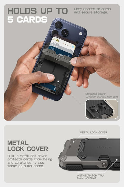 MagSafe Wallet with Stand, [Hold 5 Cards] [Adjustable Stand] [RFID Blocking] Phone Credit Card Holder Tripod for iPhone 17/16/15/14/13/12 Series