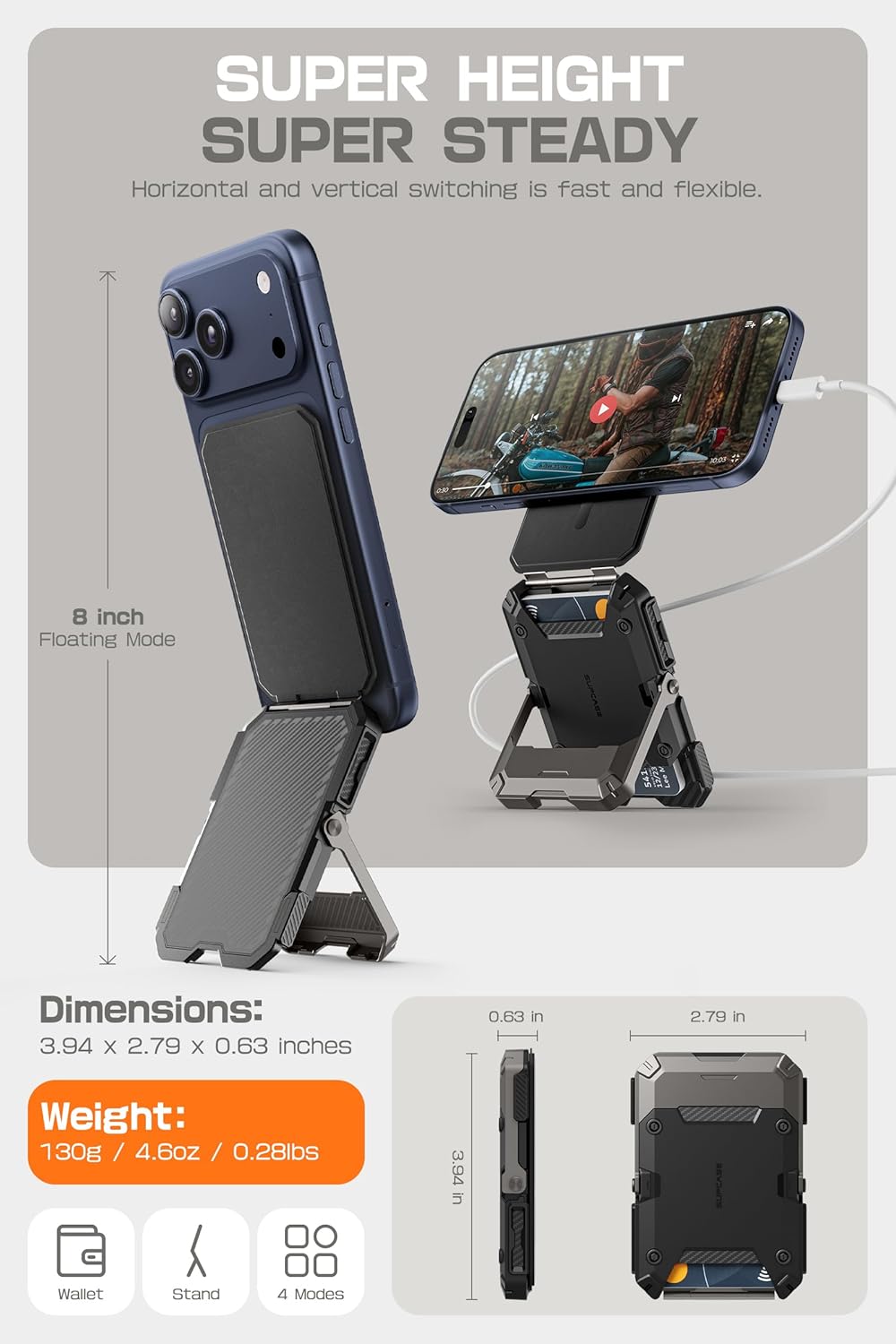 MagSafe Wallet with Stand, [Hold 5 Cards] [Adjustable Stand] [RFID Blocking] Phone Credit Card Holder Tripod for iPhone 17/16/15/14/13/12 Series