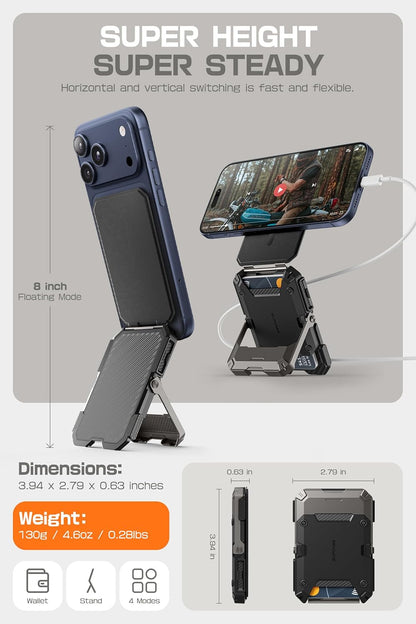 MagSafe Wallet with Stand, [Hold 5 Cards] [Adjustable Stand] [RFID Blocking] Phone Credit Card Holder Tripod for iPhone 17/16/15/14/13/12 Series