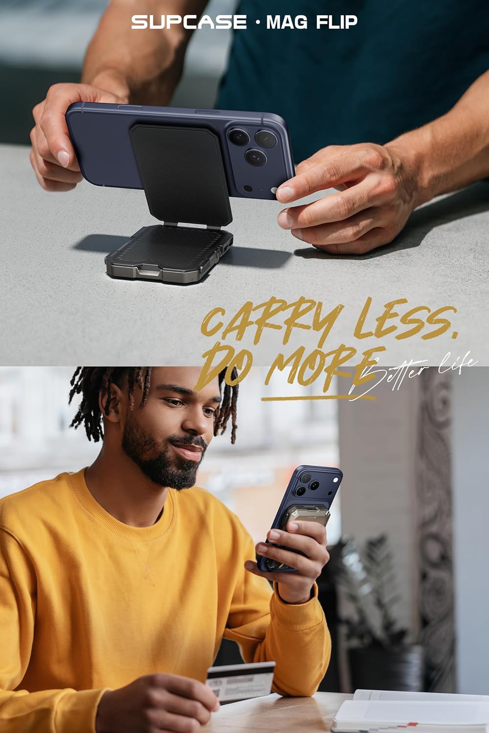 MagSafe Wallet with Stand, [Hold 5 Cards] [Adjustable Stand] [RFID Blocking] Phone Credit Card Holder Tripod for iPhone 17/16/15/14/13/12 Series
