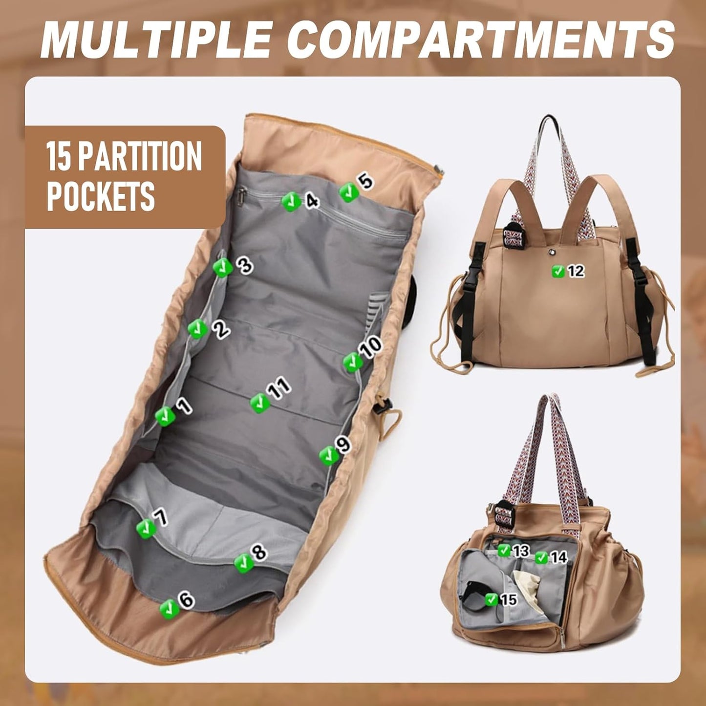 Travel Organizer Bag for Ladies - Doubles as a Stylish Backpack, Crossbody and Shoulder Bag, Boasts Great Storage Capacity