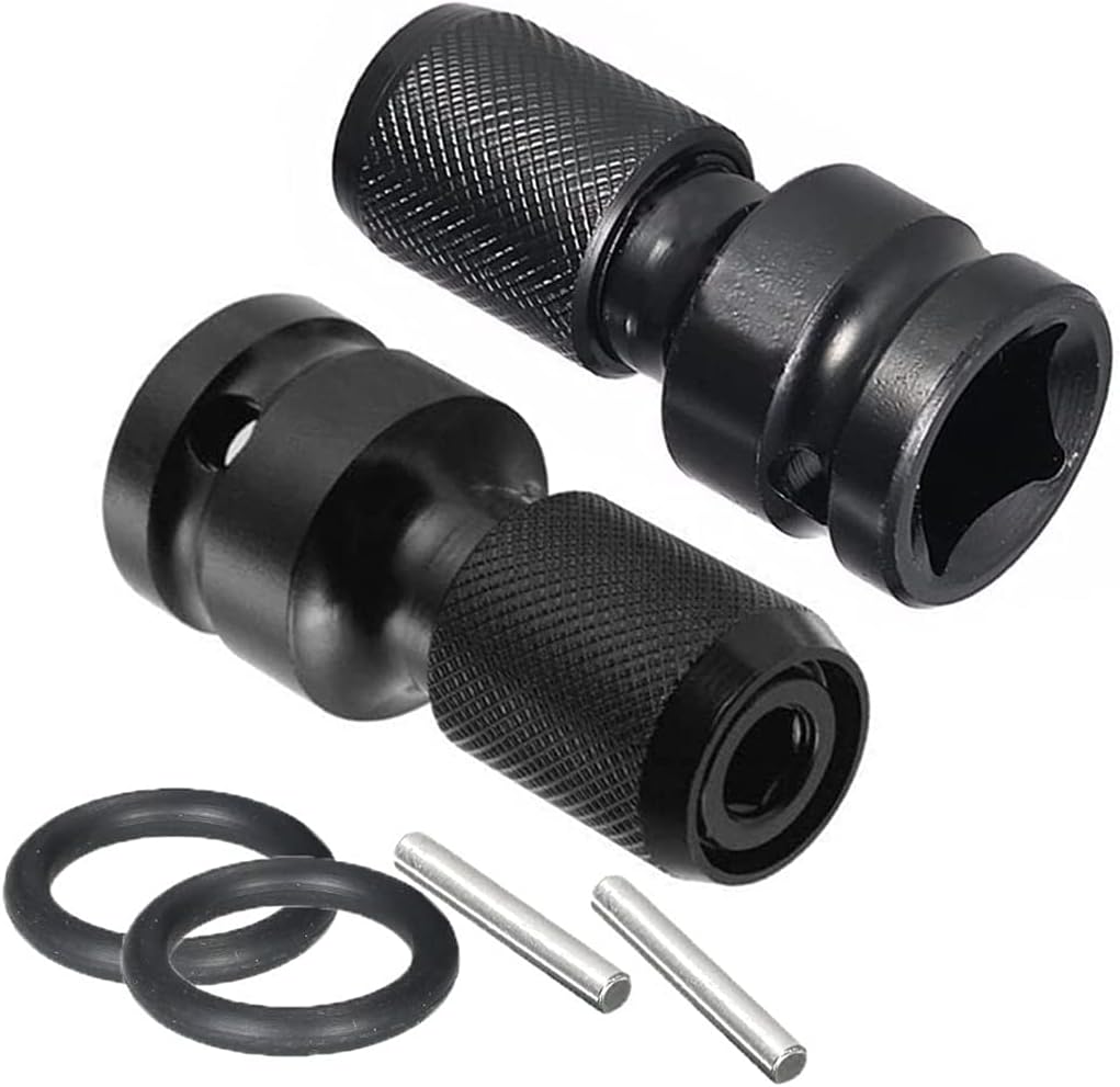 2PCS 1/2 inch Square Drive to 1/4 inch Hex Female Socket Adapter Converter Chuck Adaptor for Air and Electric Impact Wrench Impact Drill Ratchet Wrench