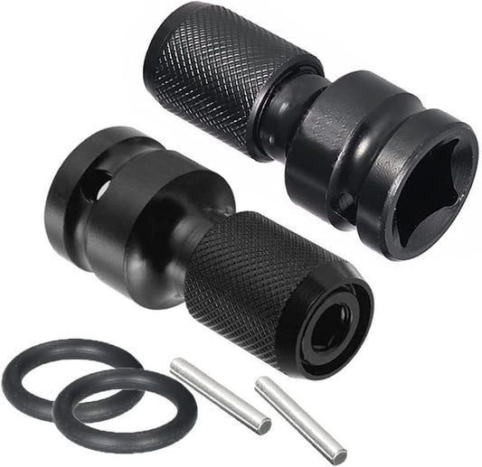 2PCS 1/2 inch Square Drive to 1/4 inch Hex Female Socket Adapter Converter Chuck Adaptor for Air and Electric Impact Wrench Impact Drill Ratchet Wrench