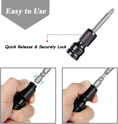 2PCS 1/2 inch Square Drive to 1/4 inch Hex Female Socket Adapter Converter Chuck Adaptor for Air and Electric Impact Wrench Impact Drill Ratchet Wrench