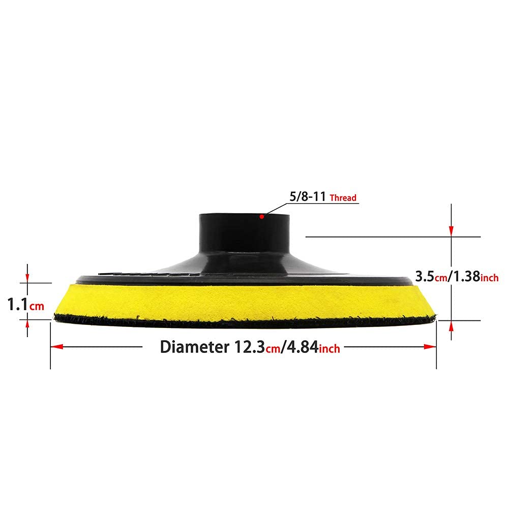 2 pcs ,5 Inch Backer Pads Hook and Loop Backing Plate 5/8-11 Thread for Polishing Sanding